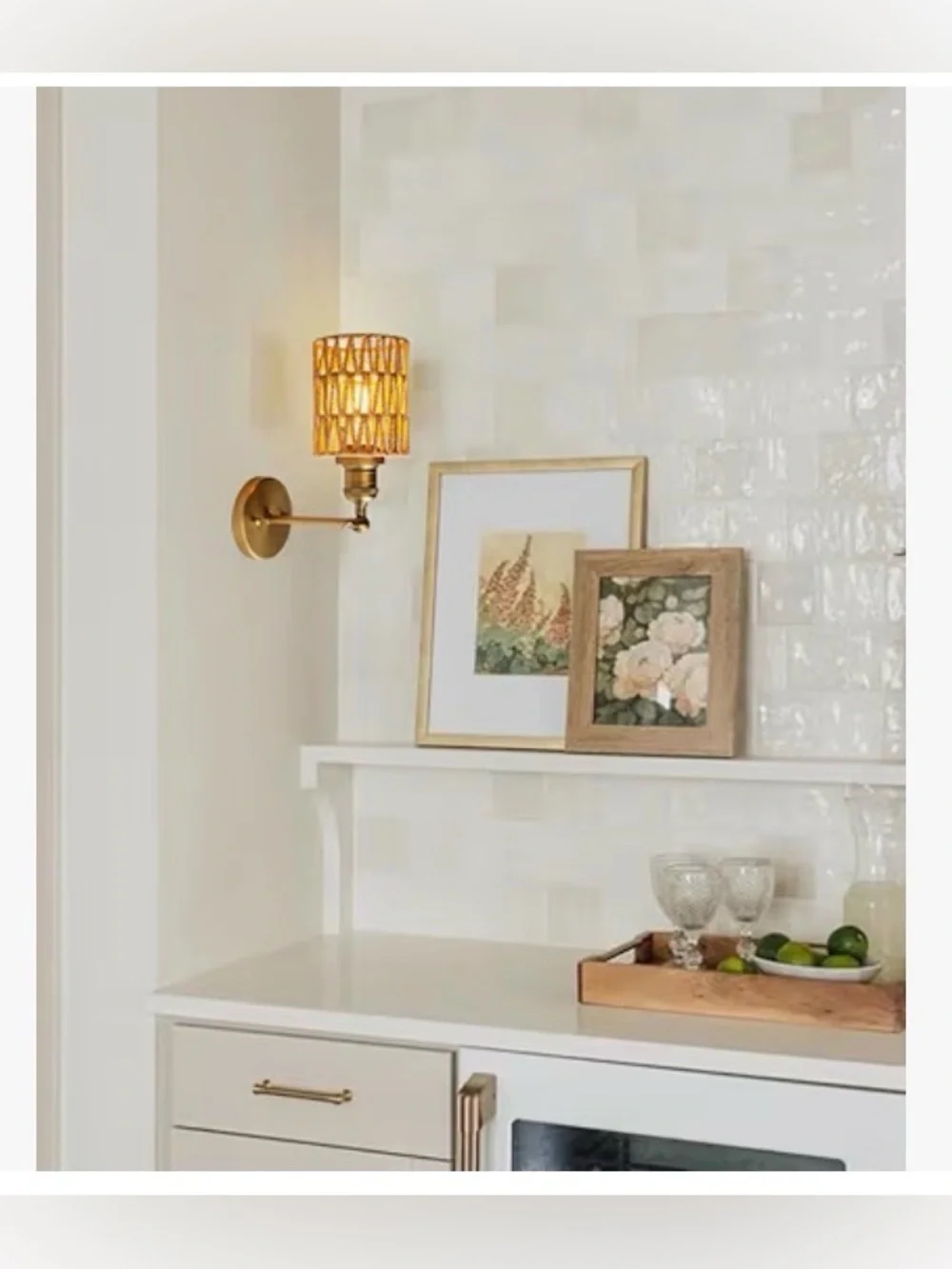Rattan Boho Wrapped Wall Sconce Light,